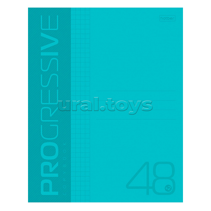 Тетрадь 48л. клетка "Progressive" А5ф пластиковая обложка на скобе бирюзовая
