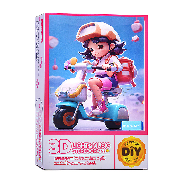 Ночник-пазл 3Д "Girls" со светом и музыкой, в коробке