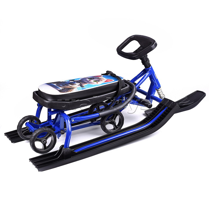 Игрушка Снегокат детский 111 "Mobile" с Т-образным толкателем и колесной базой (Котик на белом квадроцикле)