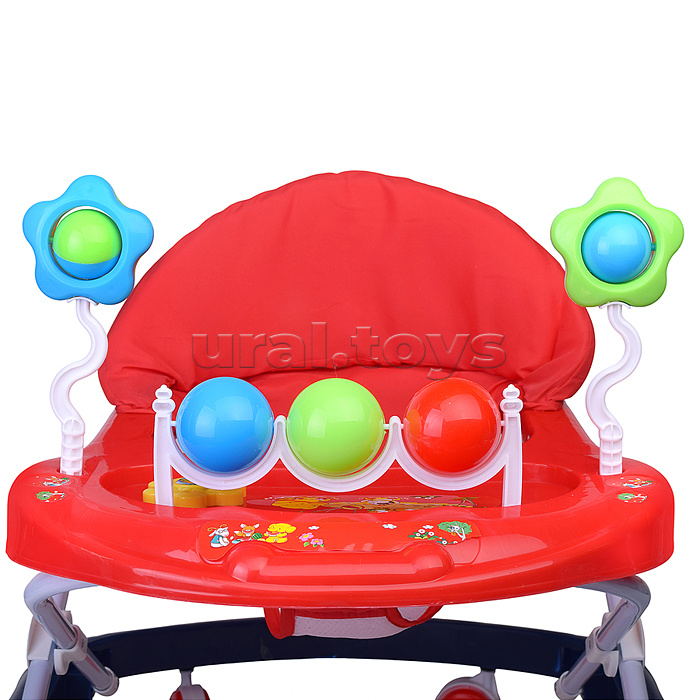 Ходунки "Шарики с цветочками" с погремушками и шарами (синий-оранжевый) в пакете