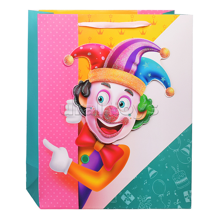 Пакет подарочный "Клоун вечельчак" 26x10x32 см, 3D
