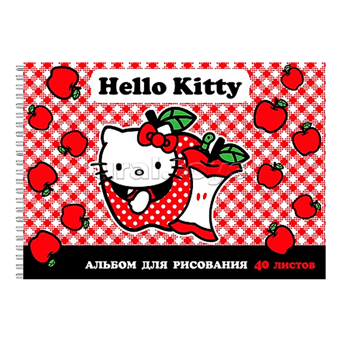 Альбом для рисования 40л. Hello Kitty, А4, на гребне, мелованная обложка 235 гр/м2