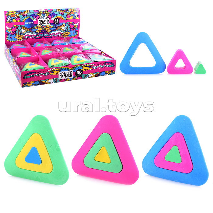Ластик из синтетического каучука 50х46х13мм, цвета в ассортименте, в индивидуальной упаковке