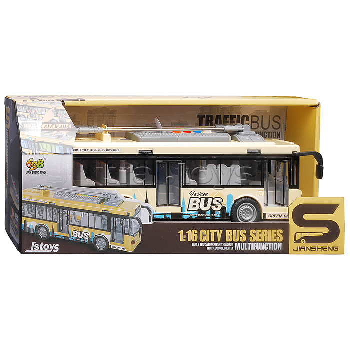 Троллейбус "Пассажирский" 1:16 (свет, звук) в коробке