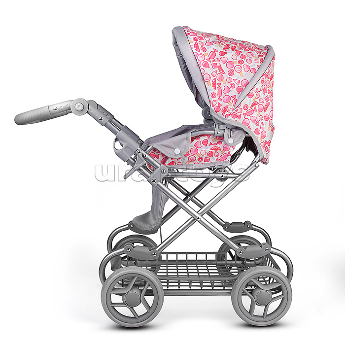 Коляская кукольная металлическая, с корзиной, принт сладости