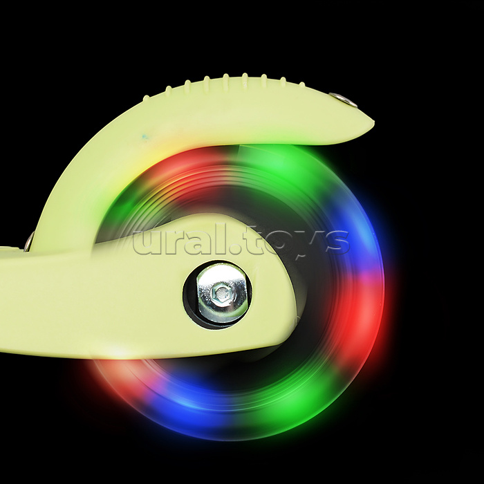 Самокат 3-х колесный ROCKET,колеса PU со светом, светящаяся стойка, ABEC 7, зеленый