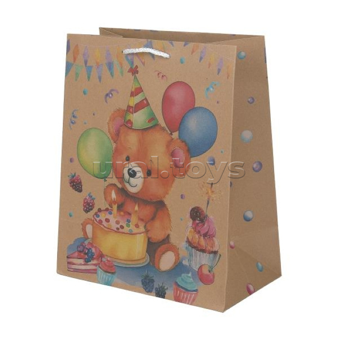 Пакет подарочный крафт l "Мишка"140 гр/м2
