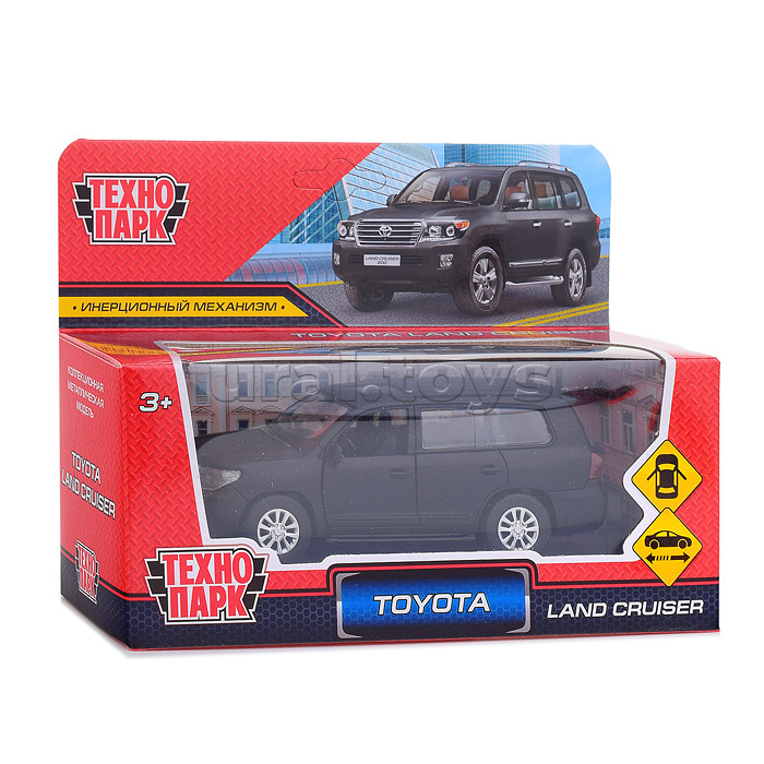 Машина металл Toyota "Land Cruiser матовый" 12,5см, (откр дв, черн,) инерц, в коробке