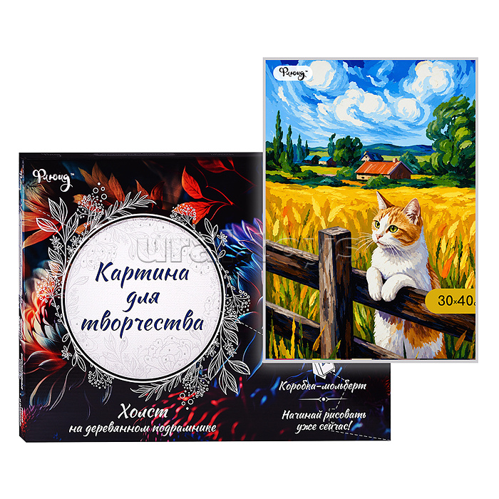 Картина по номерам 30х40 "Кот и лето" (26 цветов)