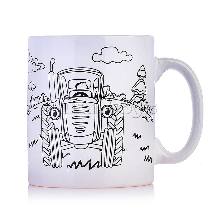 Кружка для росписи "Синий трактор" (краски, кисточка)