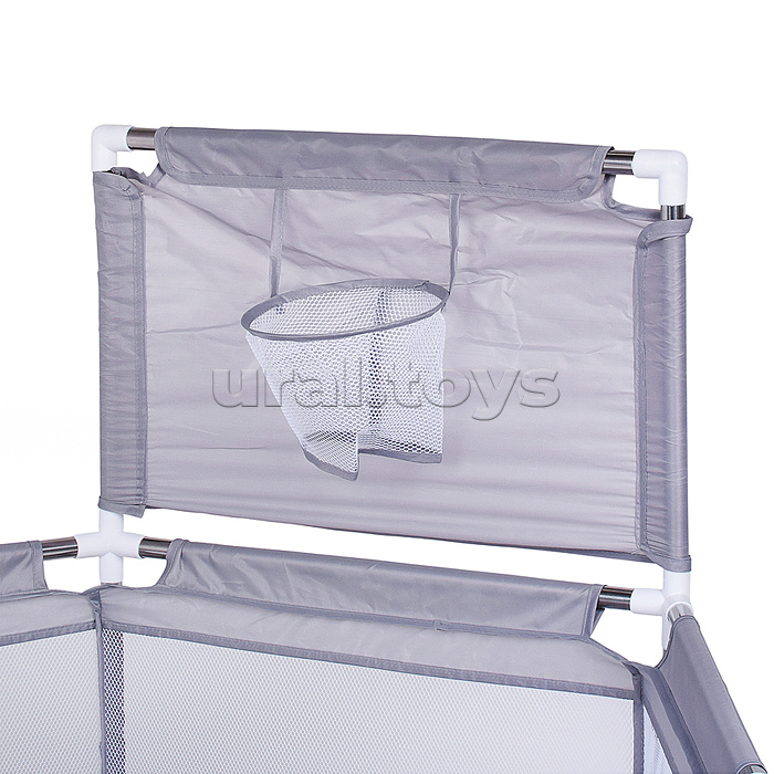 Манеж детский шестигранный с баскетбольным кольцом (113*130*65) цвет серый