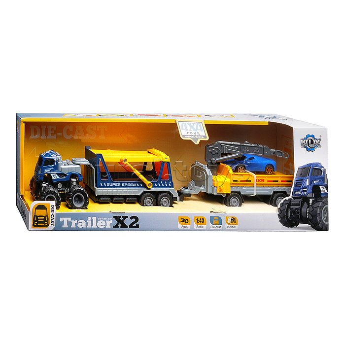 Машина "Большой прицеп эвакуатор" 1:43 в коробке