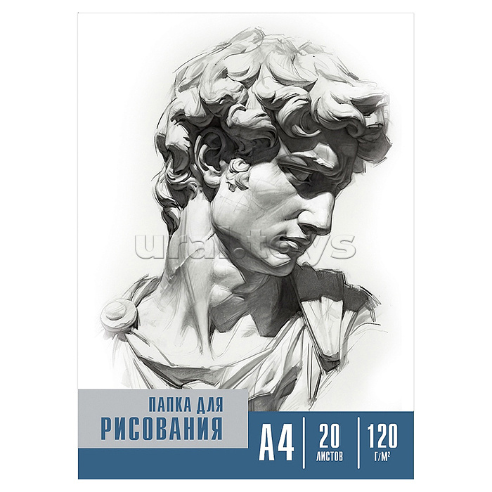 Папка для рисования А4, 20л. "Черно-белые мотивы - 4" цветная обл. вн.блок 120г/м2