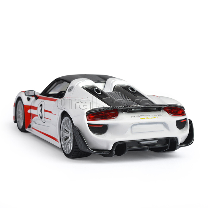 Гоночная машинка die-cast Porsche 918 Weissach, 1:24, белая, открывающиеся двери