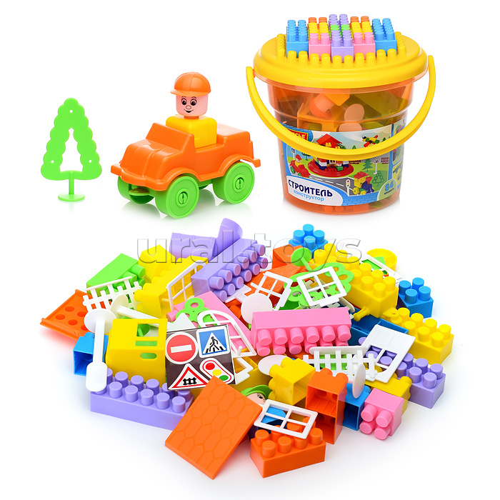 Конструктор "Строитель" (84) в ведре "Макси" с крышкой