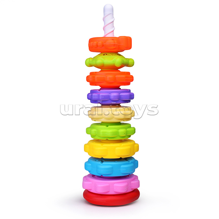 Пирамидка "Вращающаяся башня" 9 колец, в пакете