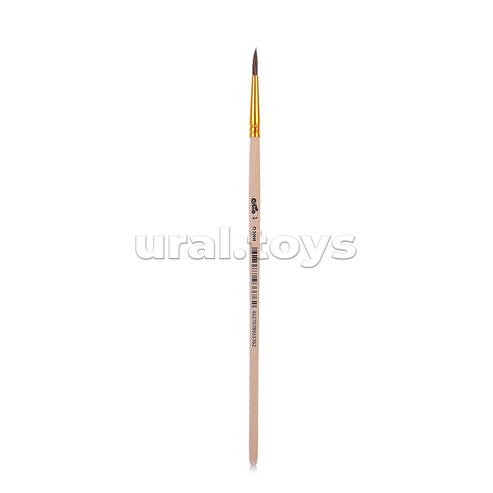 Кисть живописная "Cosmo" пони № 01 круглая, индивидуальная маркировка, деревянная ручка