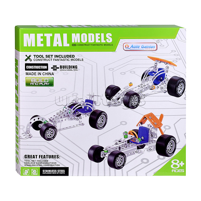 Конструктор "Гоночная" (92 дет.) металл, в коробке