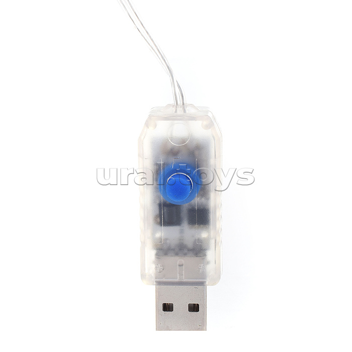 Электрогирлянда светодиодная Роса, 20 м, 200 ламп, USB, пульт, цветная