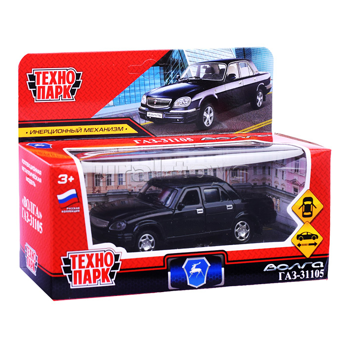 Машина металл ГАЗ -31105 «Волга» 12 см, (двери, багаж, черный)инерц, в коробке