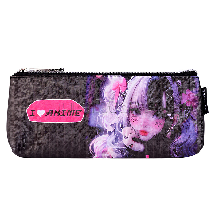 Пенал "I Love Anime" 21x8x3,5 см, треугольный для 45 предметов, на молнии, искусственная кожа с антивандальной фактурой, с подкладом Пенал "I Love Anime" 21x8x3,5 см, треугольный для 45 предметов, на молнии, искусственная кожа с антивандальной фактурой, с подкладом