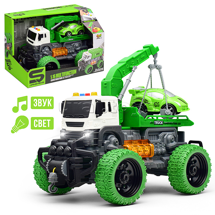 Машина "МегаЭвакуатор" 1:16 (свет, звук) в коробке