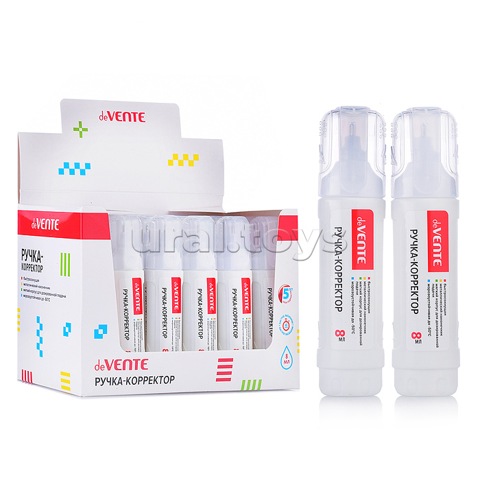 Ручка-корректор 8 мл, быстросохнущая, трубчатая система подачи, в картонном дисплее с пластиковым поддоном
