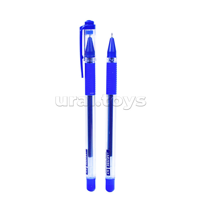 Ручка гелевая "SliderGel" d=0,7 мм, прозрачный корпус с каучуковым держателем, сменный стержень, индивидуальная маркировка, синяя