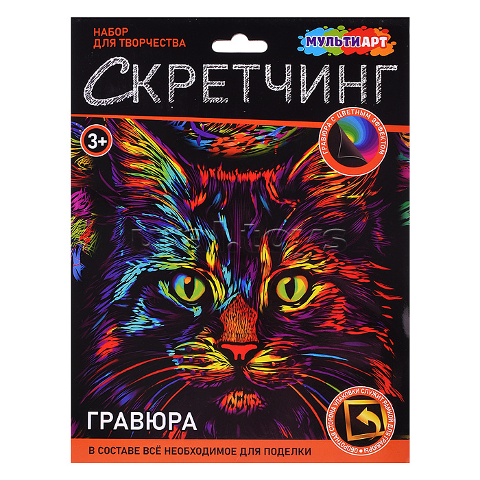 Скретчинг гравюра 18*24см "Кот" (разноцветный)