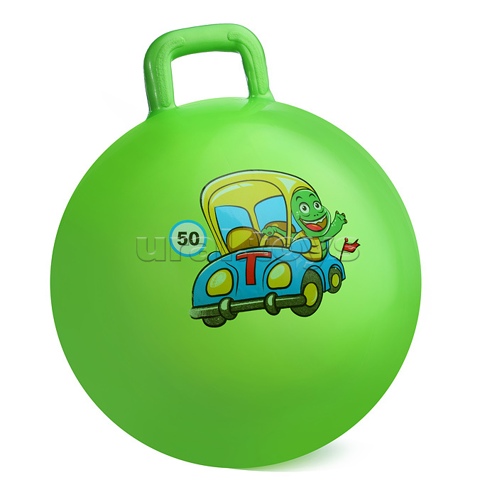 Мяч с ручкой 65см "Зверята на транспорте"