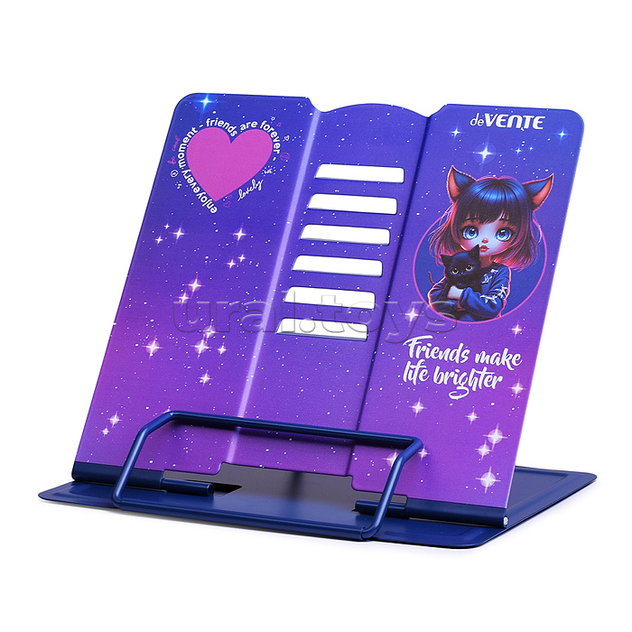 Подставка для учебников и книг "Friends Forever" 20x19 см, металлическая окрашенная, вес 430 г, с противоскользящими ножками, с полноцветным рисунком, в пластиковом пакете с европодвесом