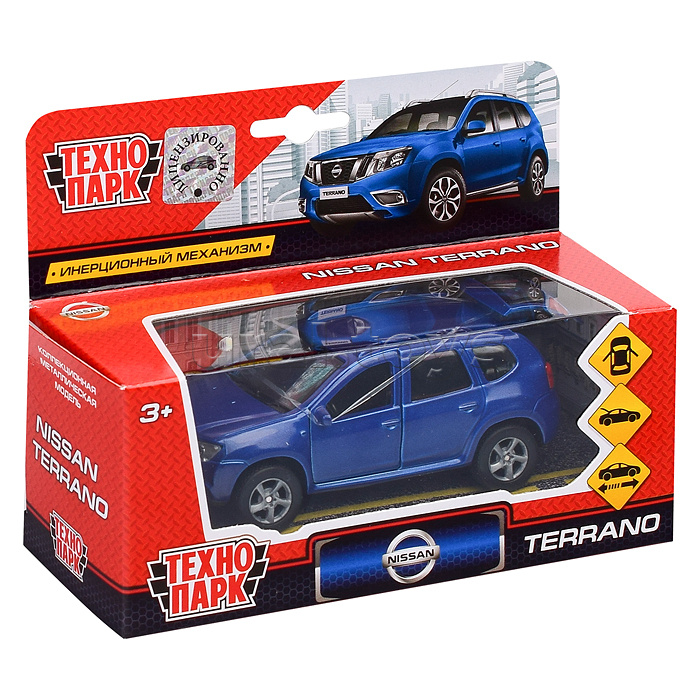 Машина металл Nissan Terrano, 12 см, (дв., багаж., синий)инерц., в коробке