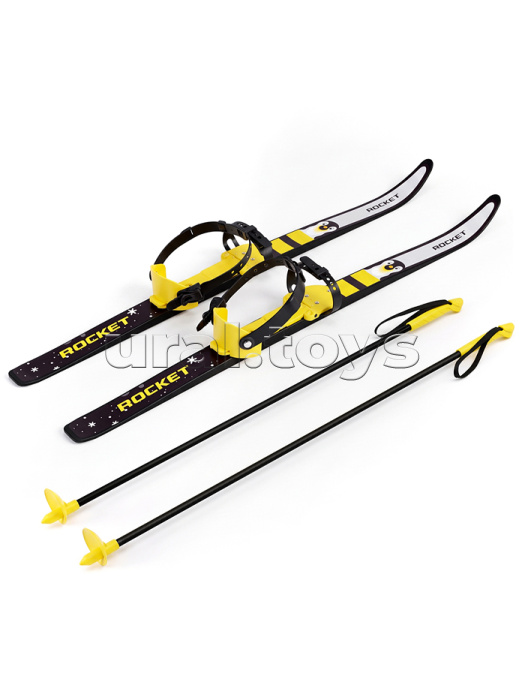 Лыжи детские "Пингвины" ROCKET SKI JUNIOR 90/90 см, универсальное крепление, с палками