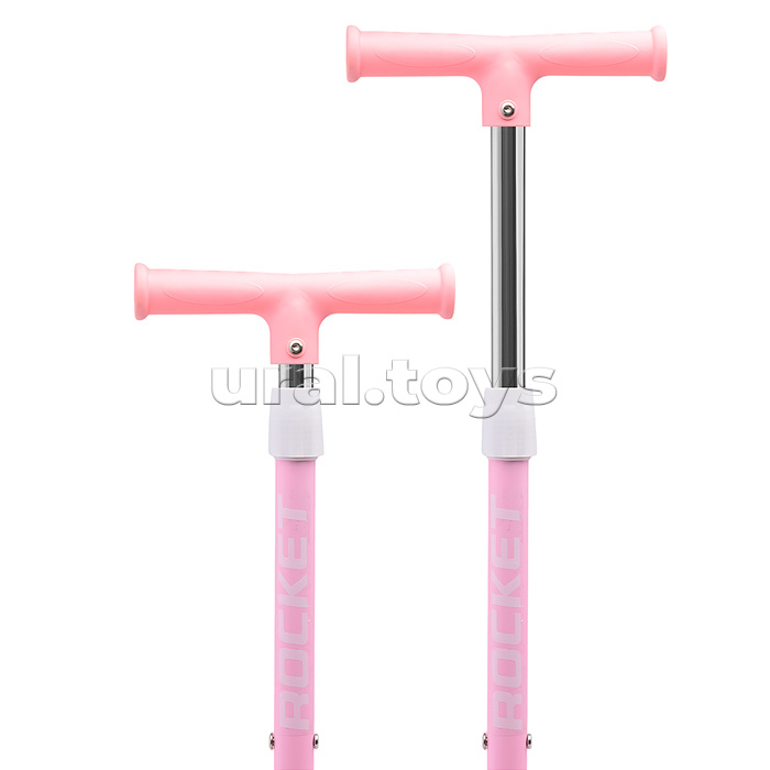 Самокат трёхколёсный ROCKET колёса PU, цвет розовый