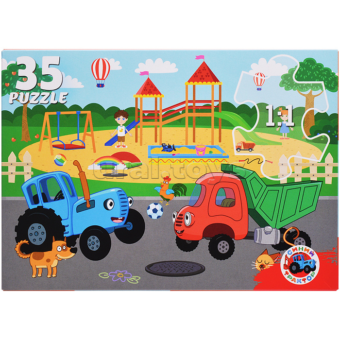 Пазлы 35 "Синий трактор"