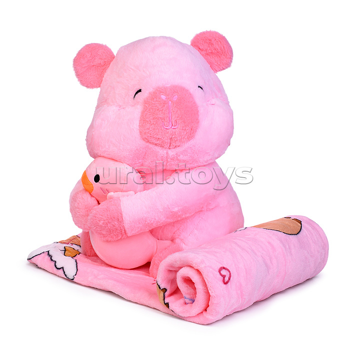 Мягкая игрушка "Капибара" с пледом