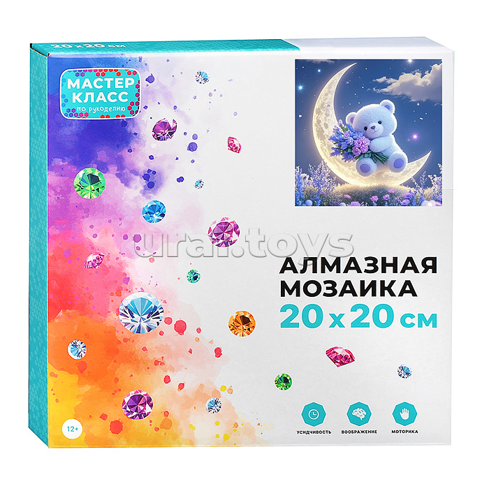 Мозаика алмазная "Мишка на луне" 20*20 см.