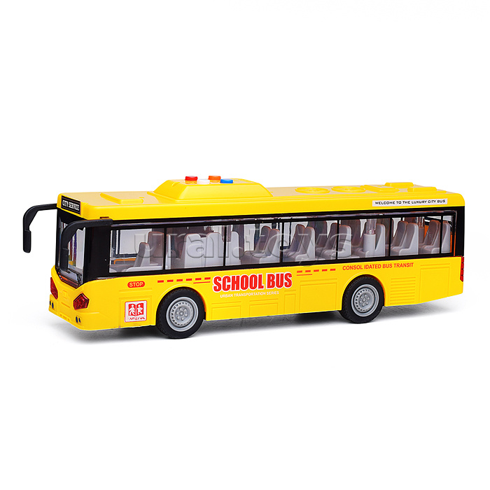Автобус "Школьный" 1:16 (свет, звук) в коробке (желтый)