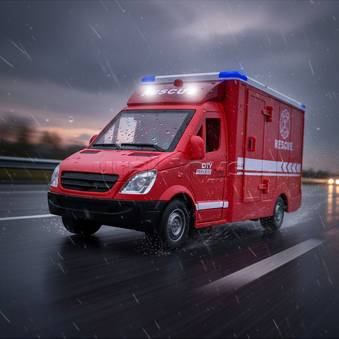 Машина "Rescue service" (свет, звук) цвет красный, в коробке