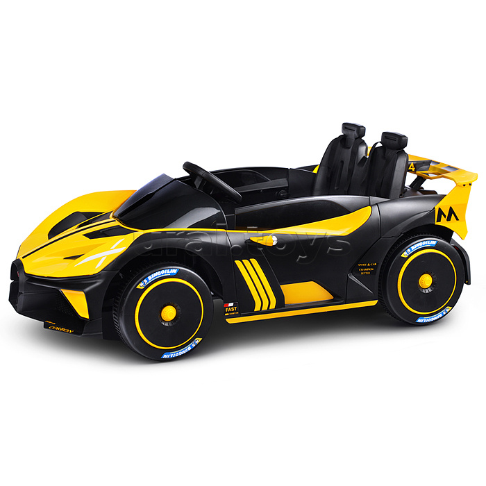 Электромобиль "Турбо" на аккумуляторе, с р/у управлением, в коробке (желтый)