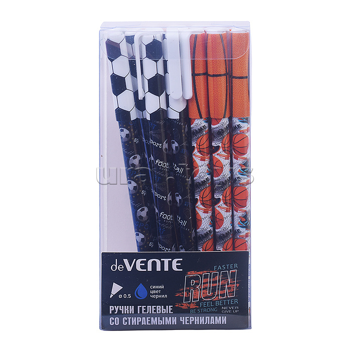 Ручка гелевая стираемая "Sport" d=0,5 мм, 2 дизайна корпуса ассорти, с ластиком, сменный стержень, индивидуальная маркировка, синяя
