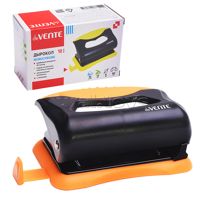 Дырокол "MonoChrome" (10 листов) пластиковый с каучуковой вставкой, с линейкой, Дырокол "MonoChrome" (10 листов) пластиковый с каучуковой вставкой, с линейкой,