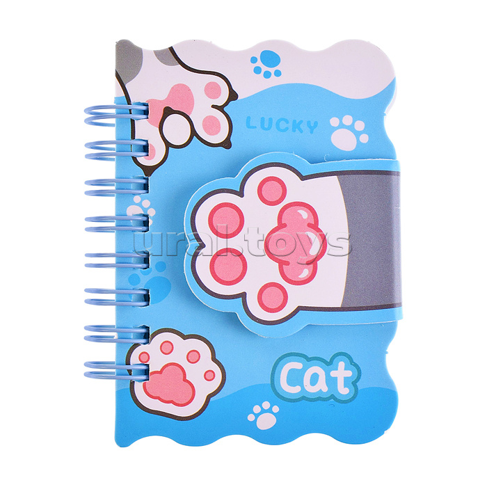 Блокнот на евроспирали "Лапки" 6х8.5 см, 80 л, цветной внутренний блок, плотность бумаги 70г/м2, 4 дизайна в ассортименте, ОПП-упаковка