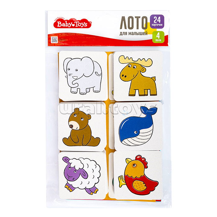 Лото для малышей Зверята (4 карточки, 24 фишки) Baby Toys Лото для малышей Зверята (4 карточки, 24 фишки) Baby Toys