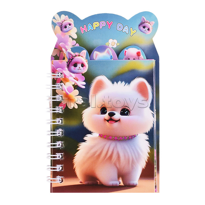 Блокнот на евроспирали "Собачки" 13.5x8 см, 50 л., влинованный внутренний блок, плотность бумаги 70г/м2, 4 дизайна в ассортименте, ОПП-упаковка