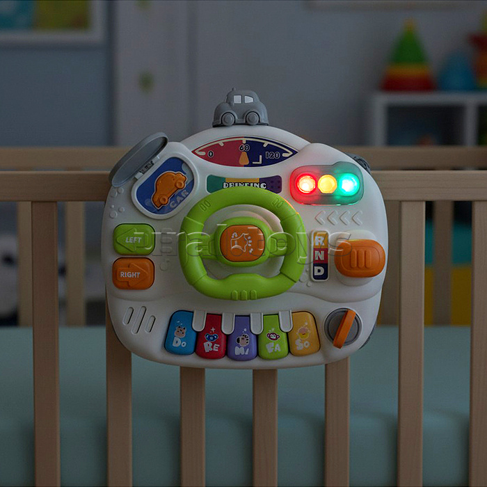 Столик развивающий "Веселый руль" свет, звук, в коробке