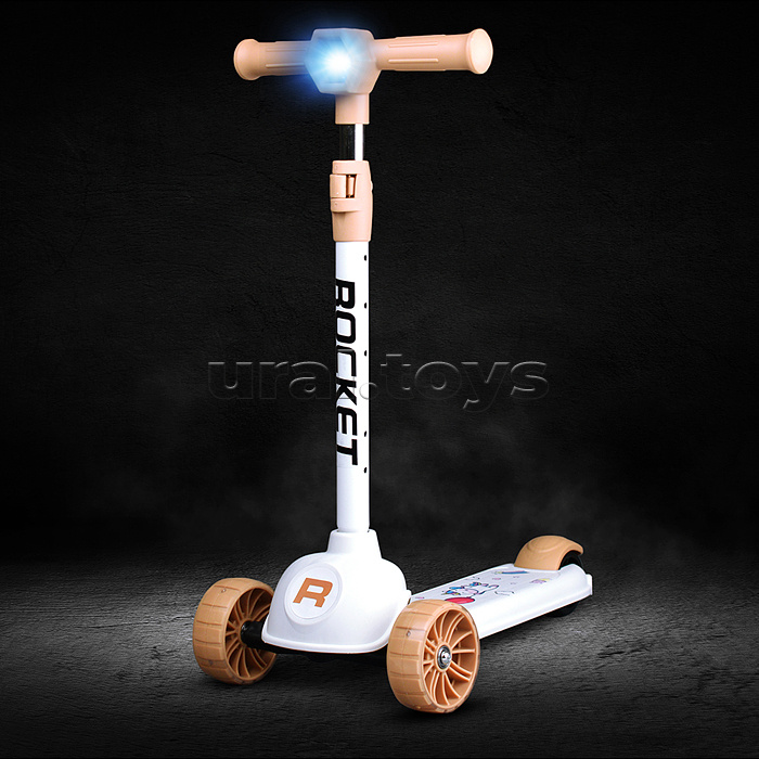 Самокат 3-х колесный ROCKET, белый