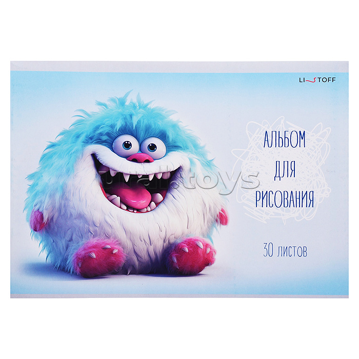 Альбом для рисования 30л. "Монстрик" скрепка. обл.: мел. картон, выб. лак