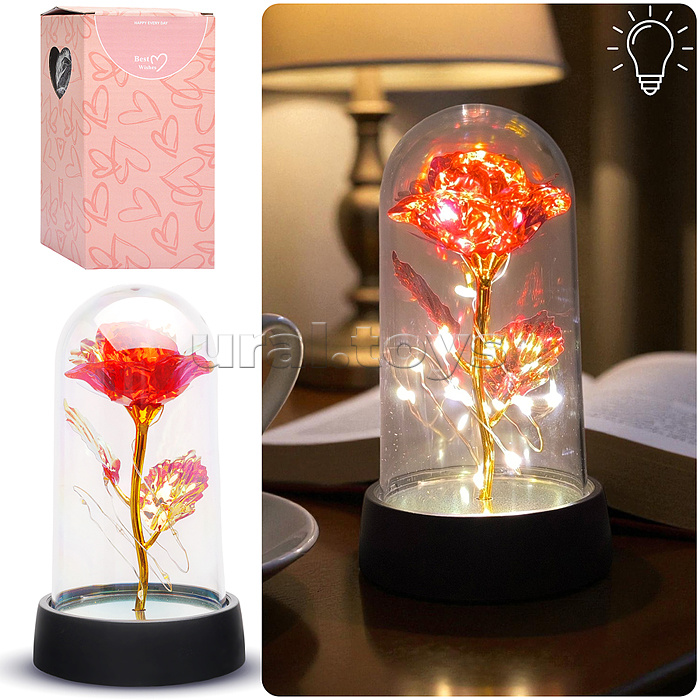 Светильник "Волшебный цветок" в коробке (красный)