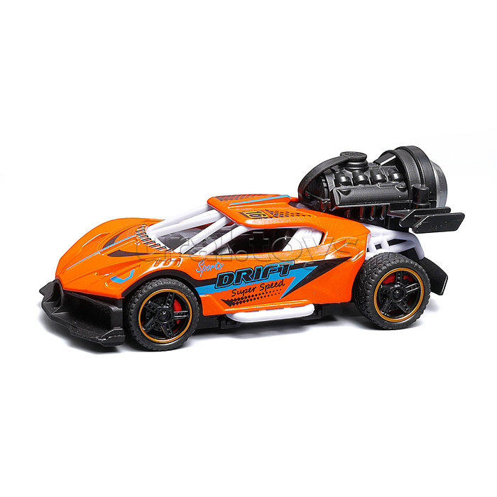 Гоночная машинка свет, звук с имитацией дыма, 1:32, Fast Racers, оранжевая